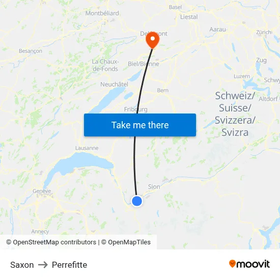 Saxon to Perrefitte map