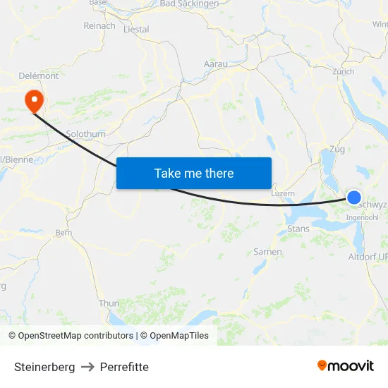 Steinerberg to Perrefitte map