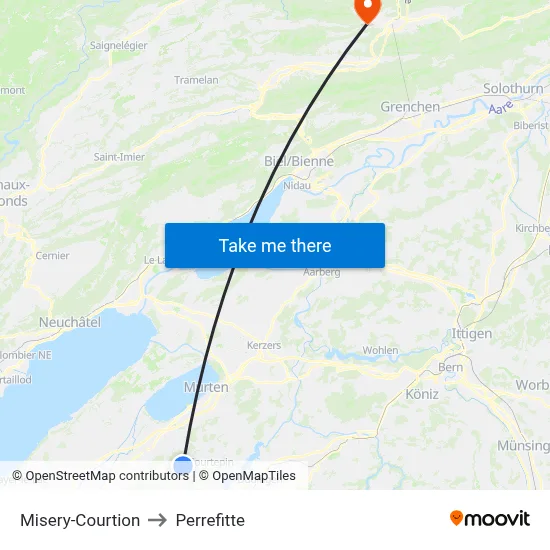 Misery-Courtion to Perrefitte map