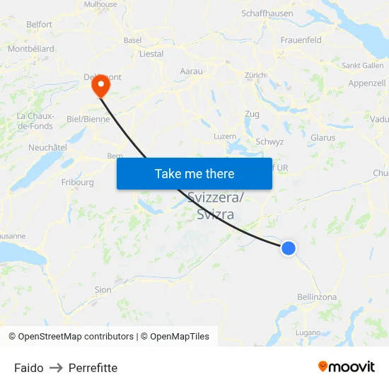 Faido to Perrefitte map