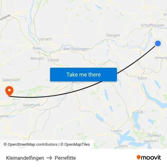 Kleinandelfingen to Perrefitte map
