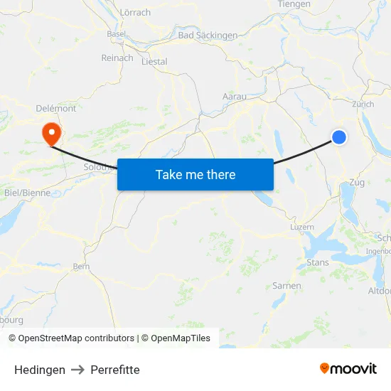 Hedingen to Perrefitte map