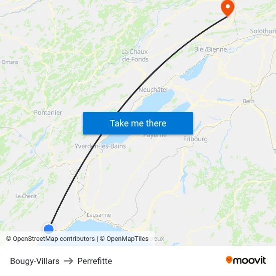 Bougy-Villars to Perrefitte map