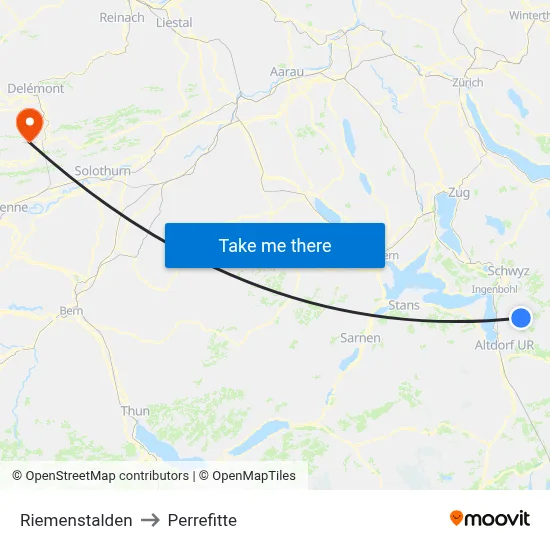 Riemenstalden to Perrefitte map
