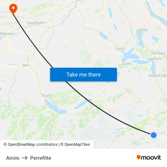 Airolo to Perrefitte map