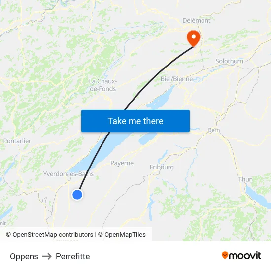 Oppens to Perrefitte map