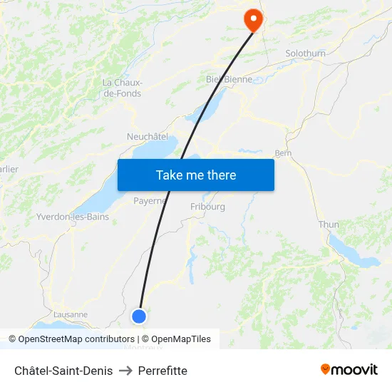 Châtel-Saint-Denis to Perrefitte map