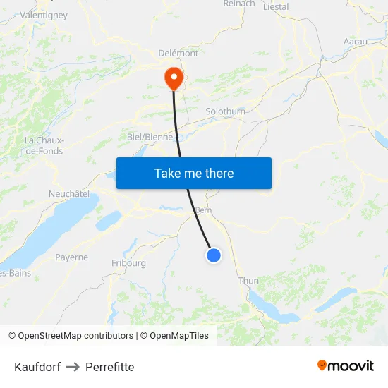 Kaufdorf to Perrefitte map