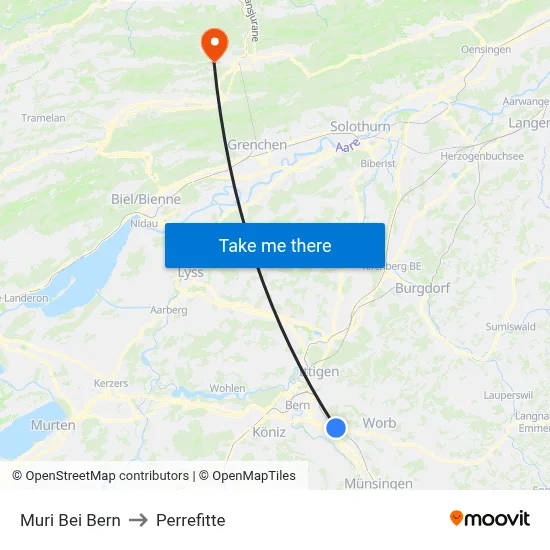 Muri Bei Bern to Perrefitte map