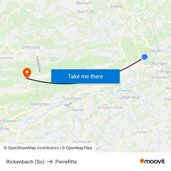 Rickenbach (So) to Perrefitte map