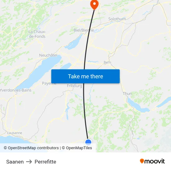 Saanen to Perrefitte map