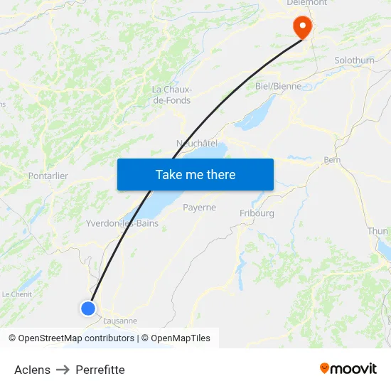 Aclens to Perrefitte map