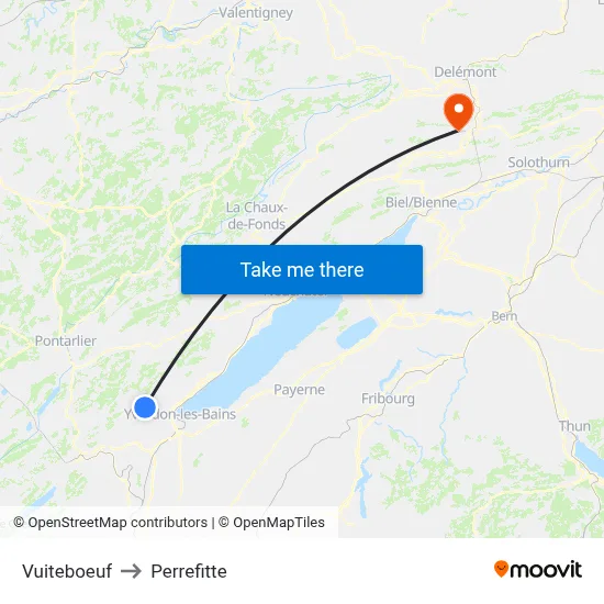 Vuiteboeuf to Perrefitte map