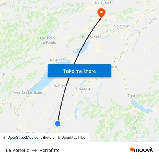La Verrerie to Perrefitte map