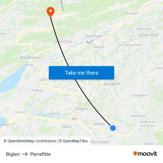 Biglen to Perrefitte map