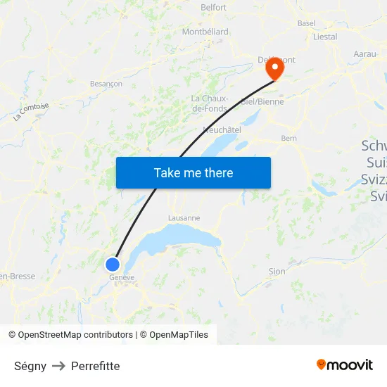 Ségny to Perrefitte map
