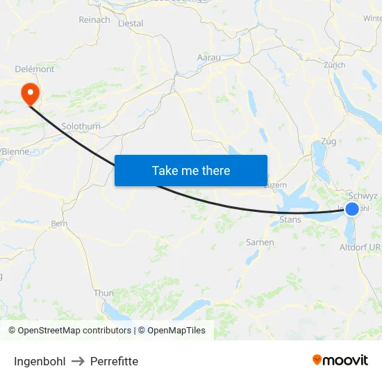 Ingenbohl to Perrefitte map