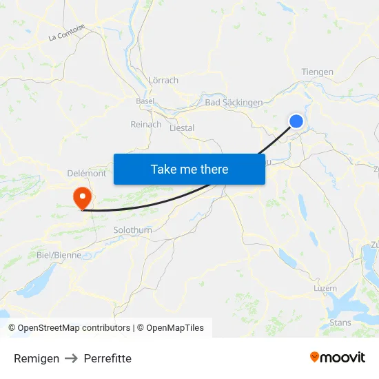 Remigen to Perrefitte map
