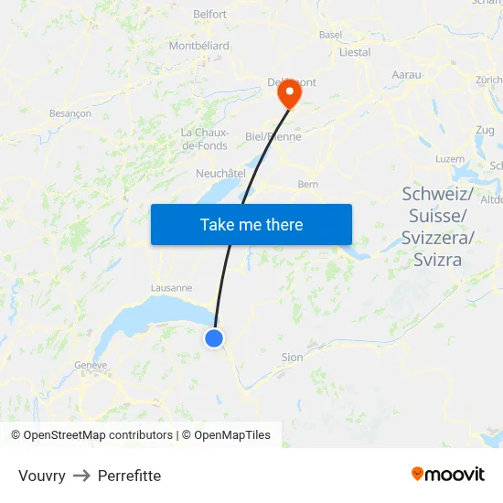 Vouvry to Perrefitte map