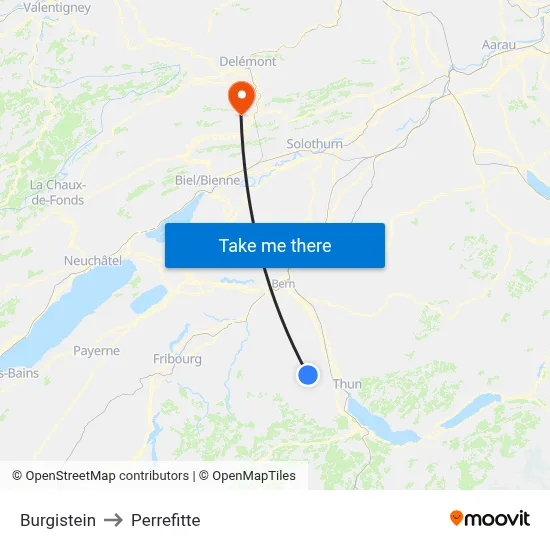 Burgistein to Perrefitte map