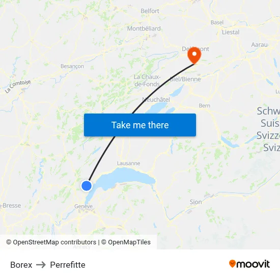 Borex to Perrefitte map