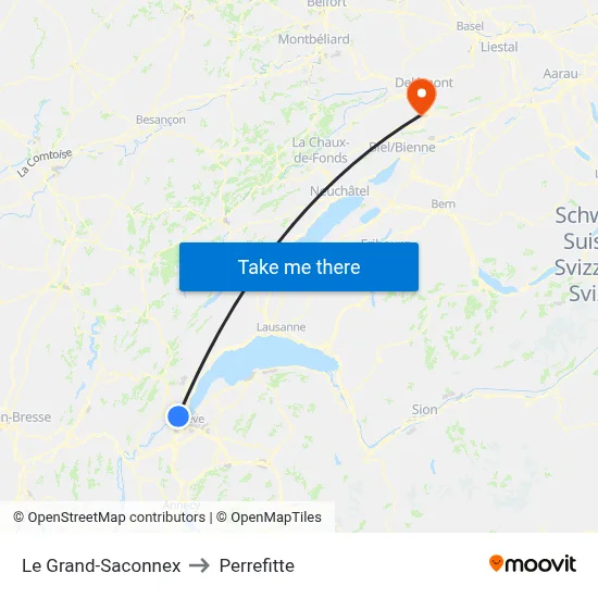Le Grand-Saconnex to Perrefitte map
