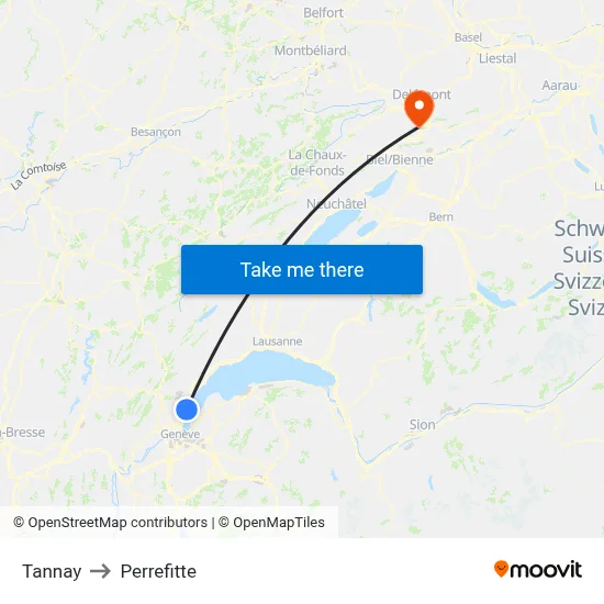 Tannay to Perrefitte map