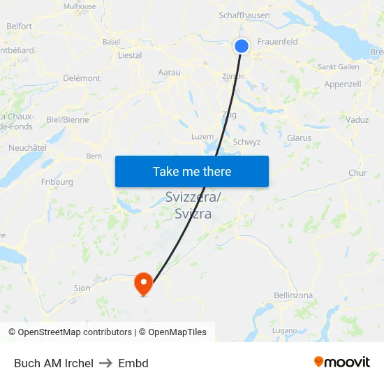 Buch AM Irchel to Embd map