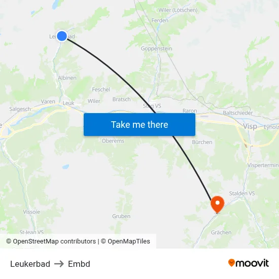 Leukerbad to Embd map
