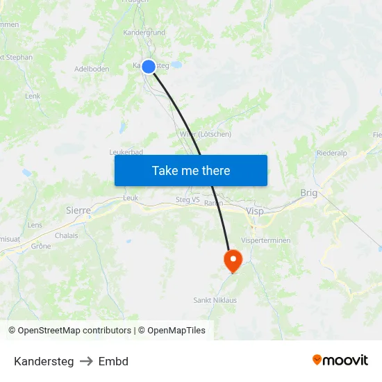 Kandersteg to Embd map