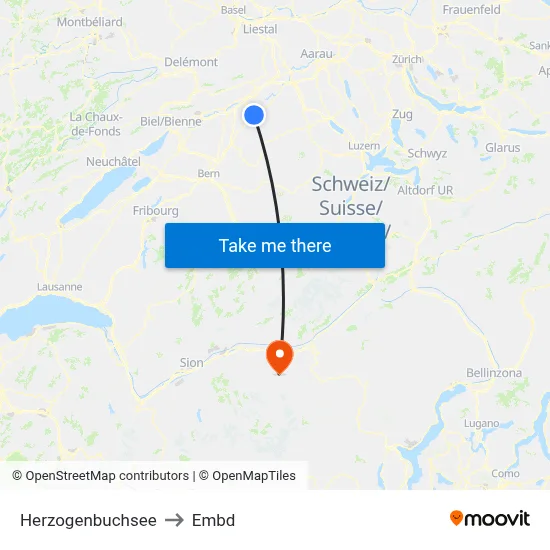 Herzogenbuchsee to Embd map