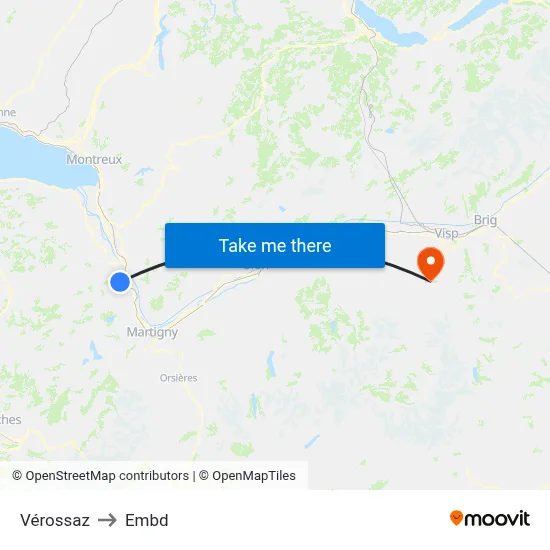 Vérossaz to Embd map