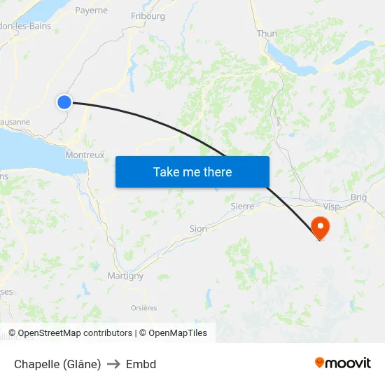 Chapelle (Glâne) to Embd map