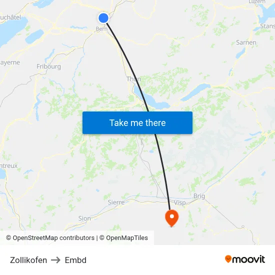 Zollikofen to Embd map