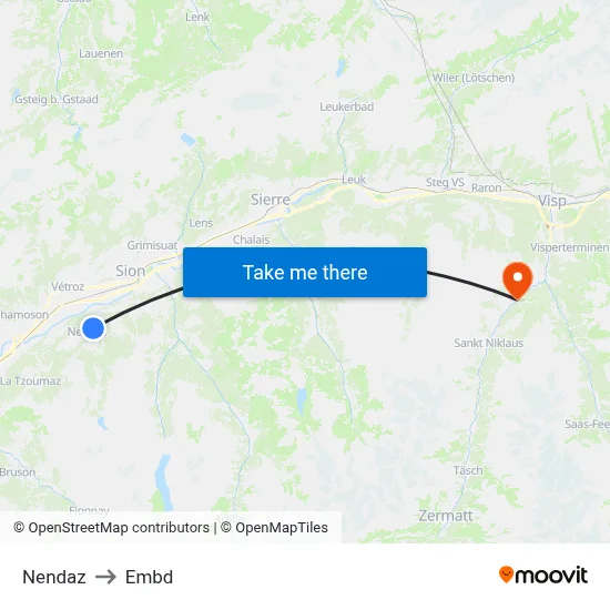 Nendaz to Embd map