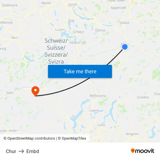 Chur to Embd map