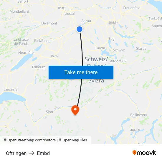 Oftringen to Embd map
