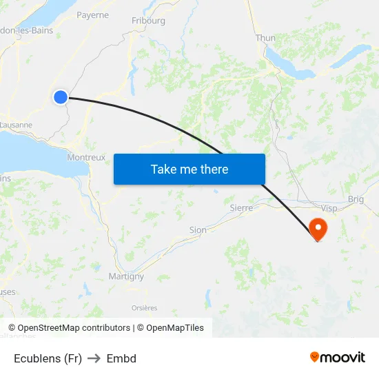Ecublens (Fr) to Embd map