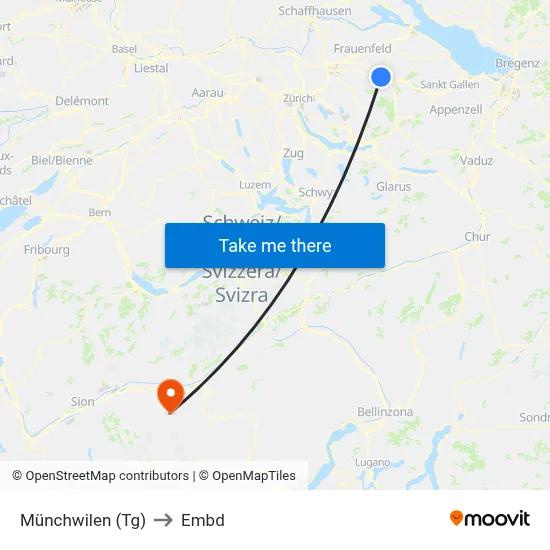 Münchwilen (Tg) to Embd map