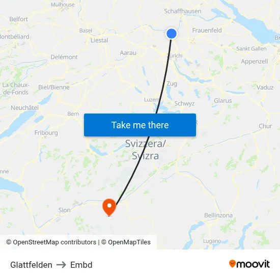 Glattfelden to Embd map