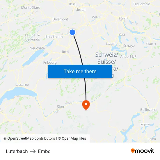 Luterbach to Embd map