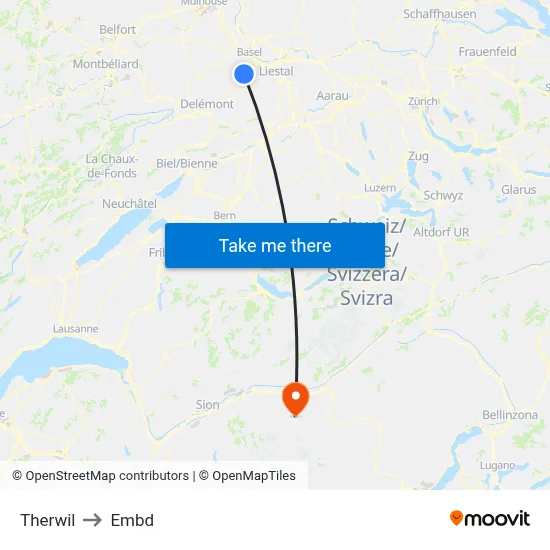 Therwil to Embd map