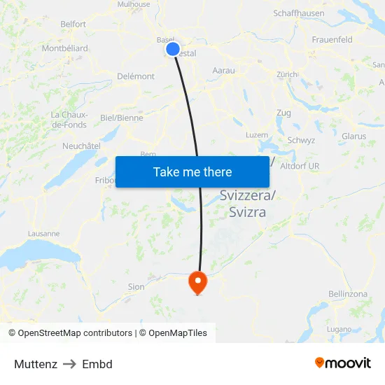 Muttenz to Embd map