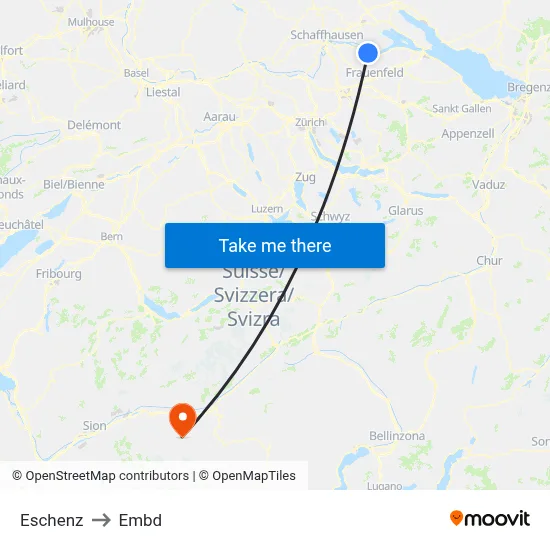 Eschenz to Embd map