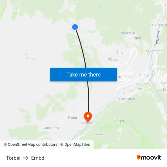 Törbel to Embd map