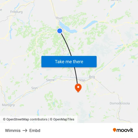 Wimmis to Embd map
