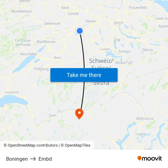 Boningen to Embd map