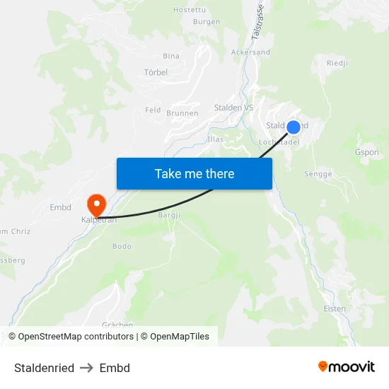 Staldenried to Embd map