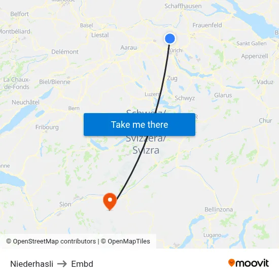 Niederhasli to Embd map