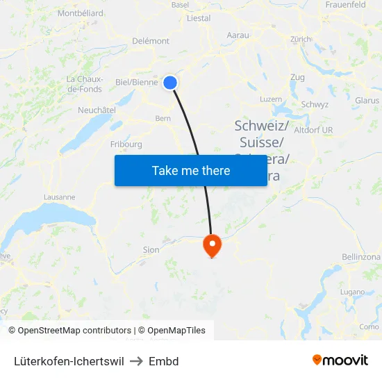 Lüterkofen-Ichertswil to Embd map